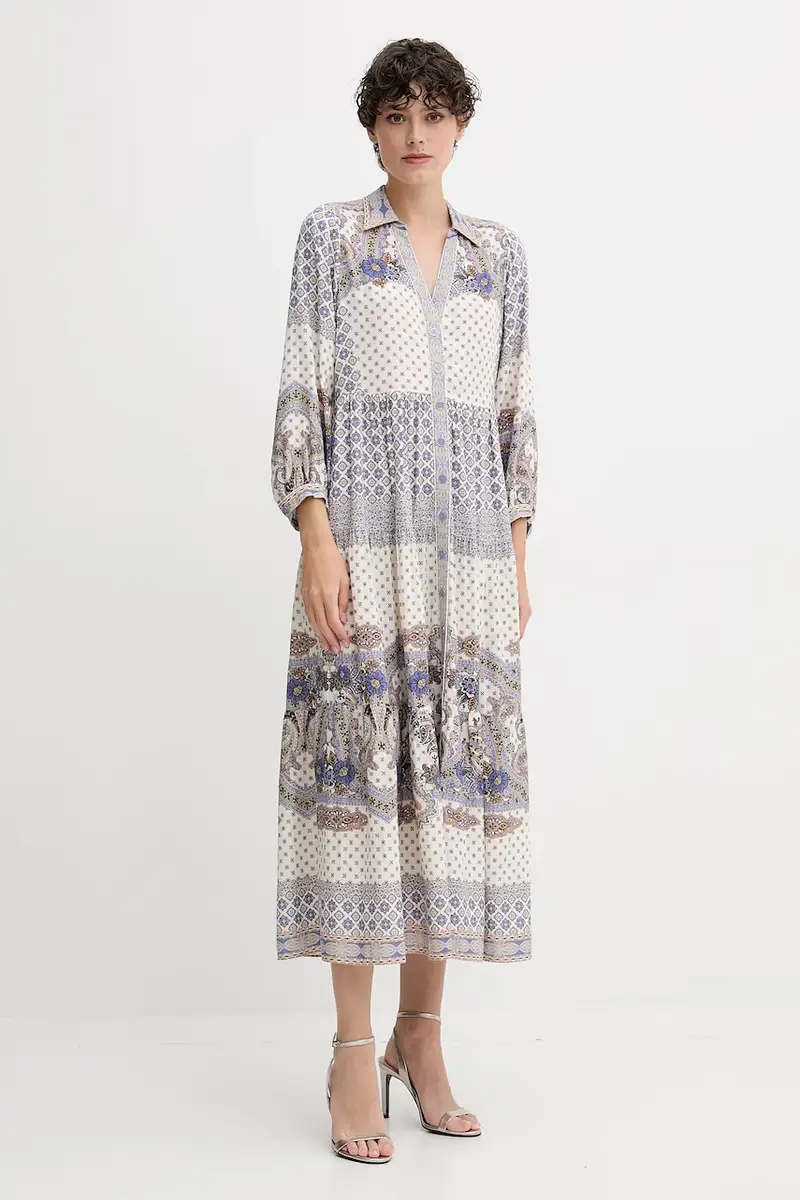 vestito con lino colore blu 55WD672M miniatura 3