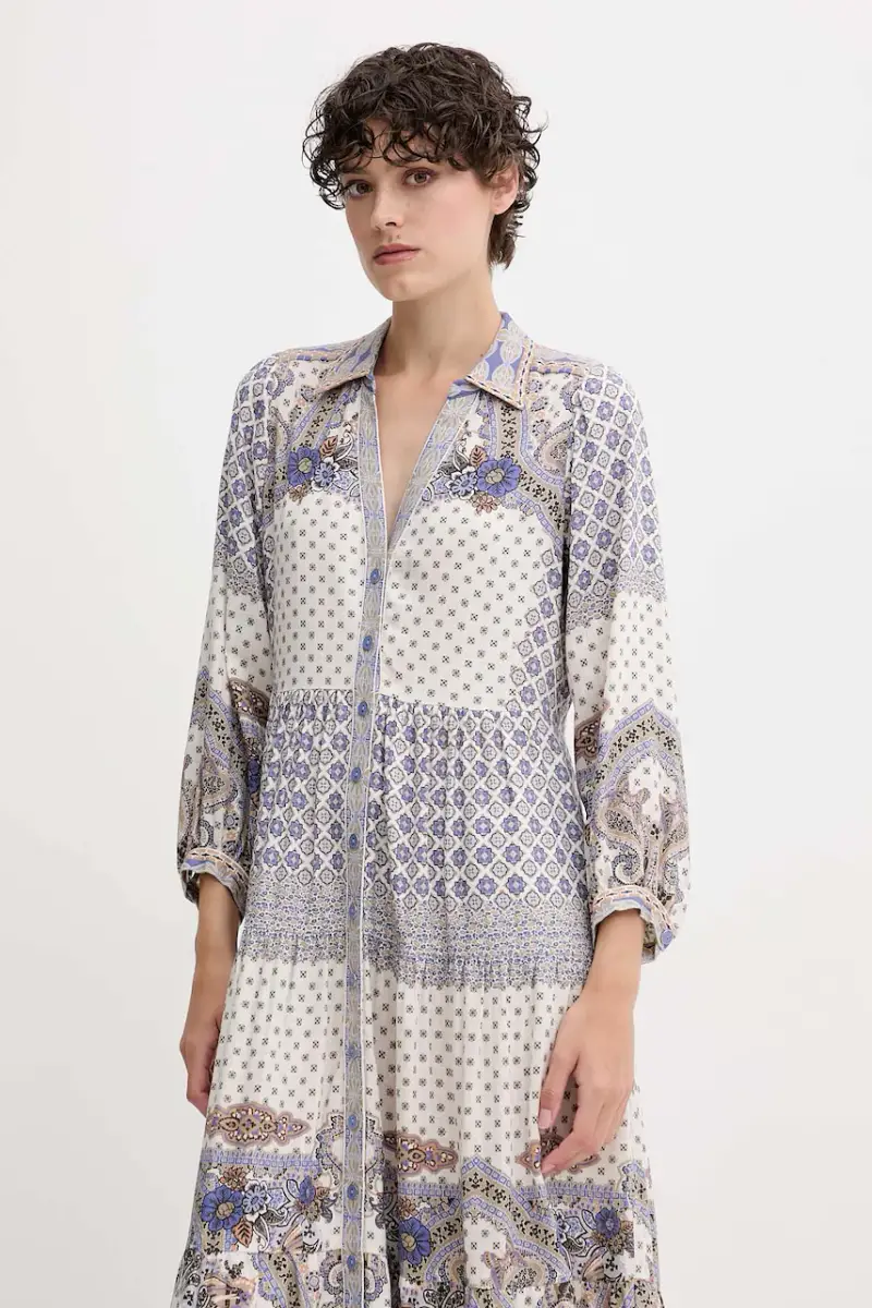 vestito con lino colore blu 55WD672M miniatura 4