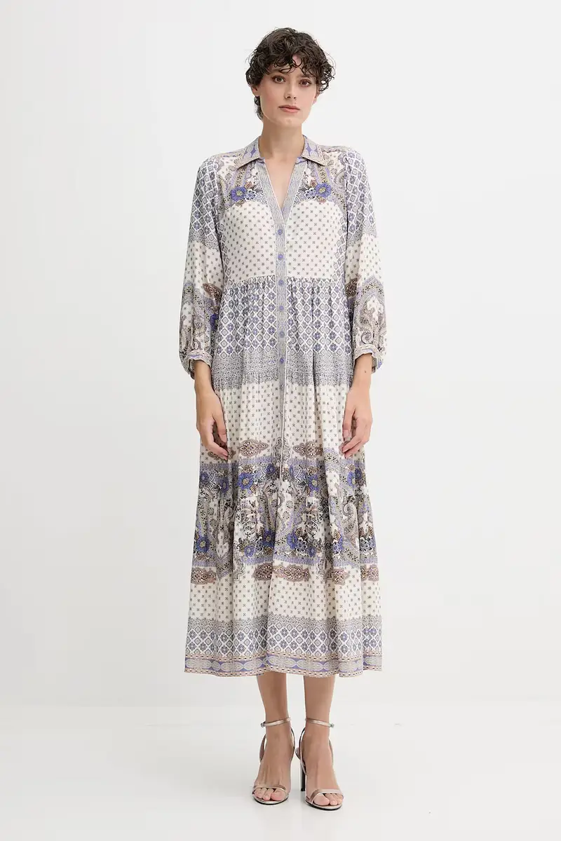 vestito con lino colore blu 55WD672M