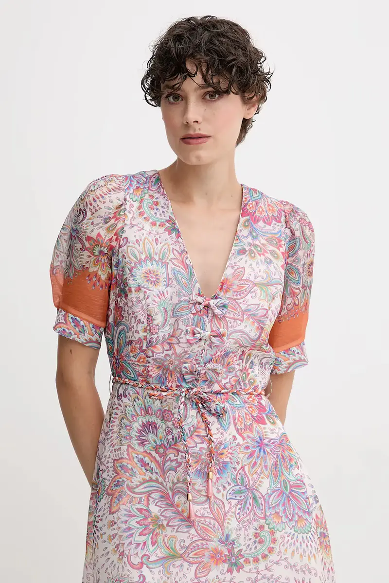 vestito con seta colore bianco 55AL612M miniatura 4