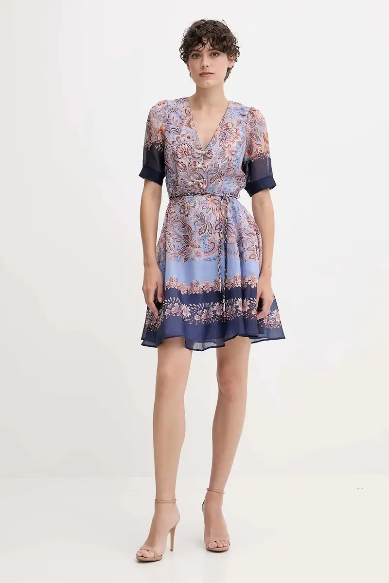 vestito con seta colore blu navy 55AL612A miniatura 2