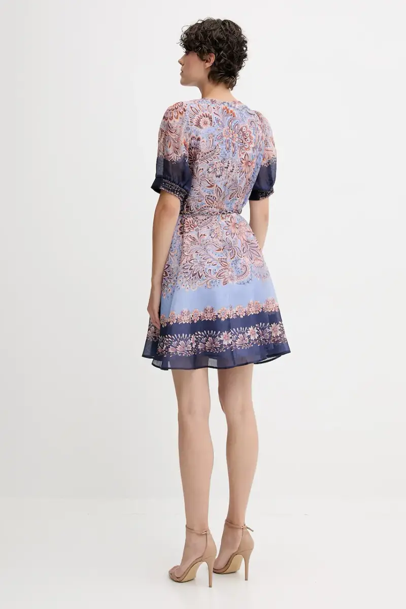 vestito con seta colore blu navy 55AL612A miniatura 3