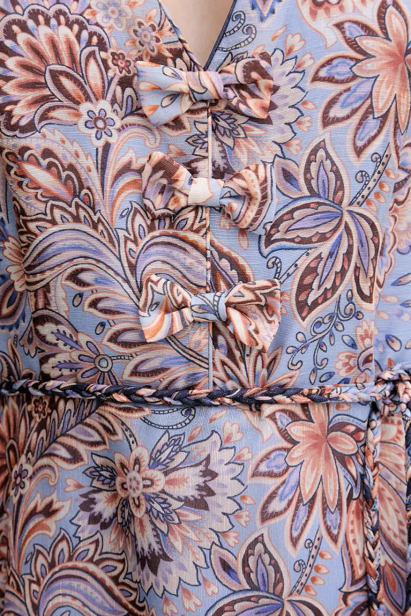 vestito con seta colore blu navy 55AL612A miniatura 5