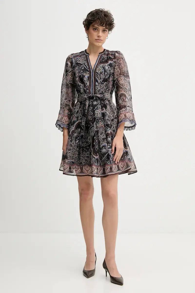 vestito con seta colore marrone 57RW644A miniatura 2