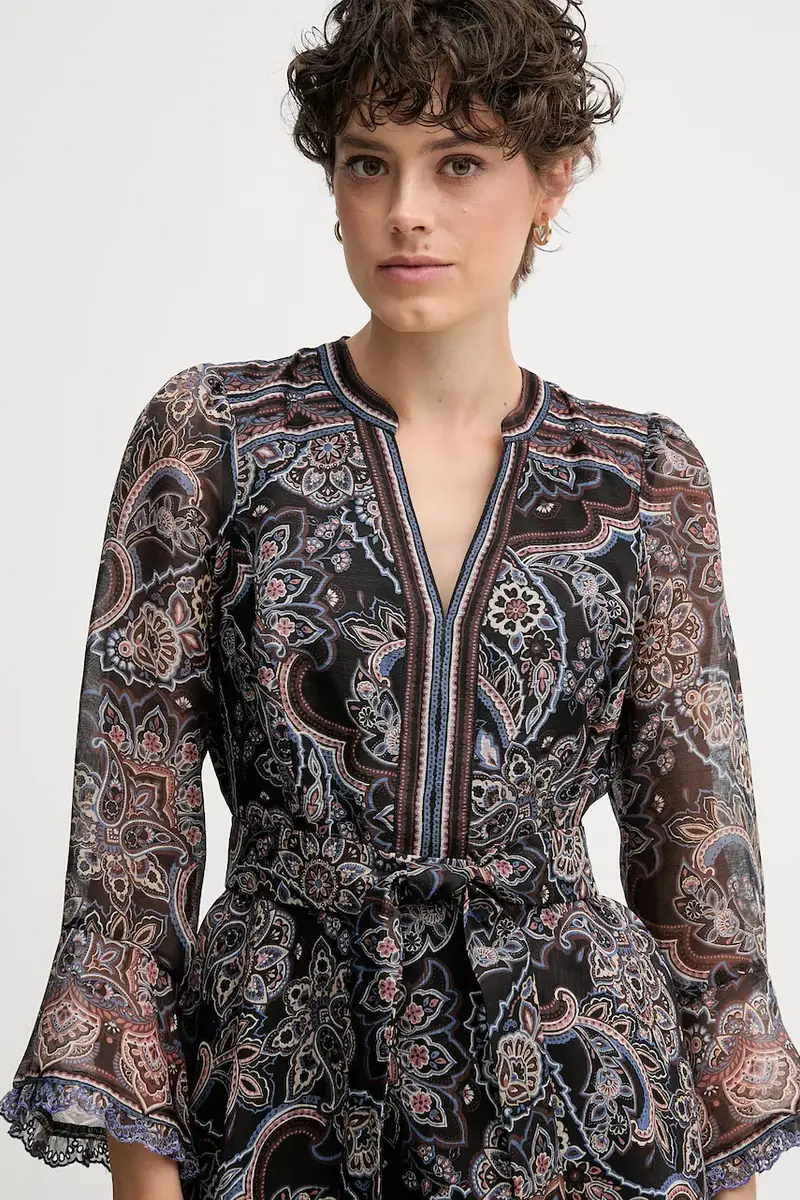 vestito con seta colore marrone 57RW644A miniatura 4