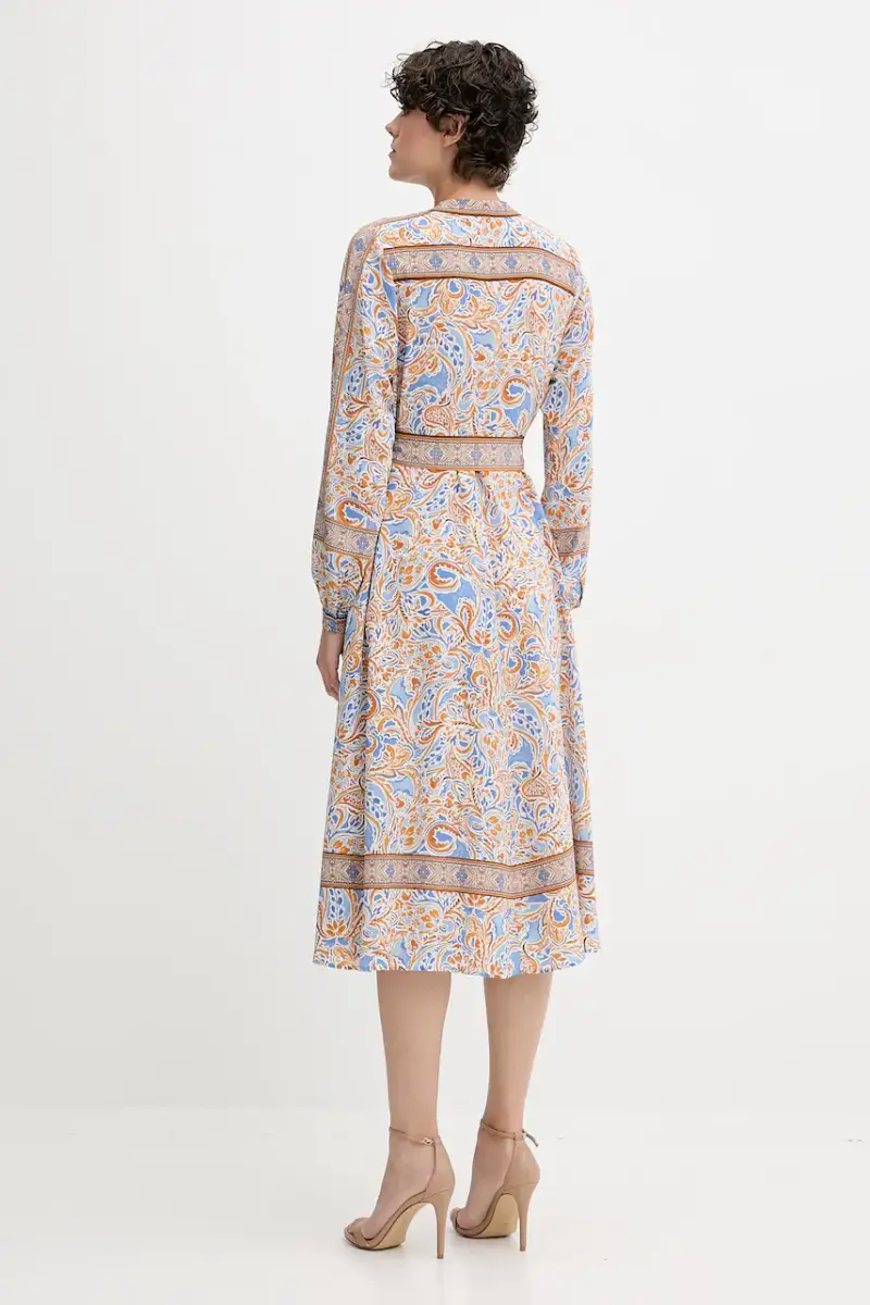 vestito in seta colore blu 56CT620A miniatura 2