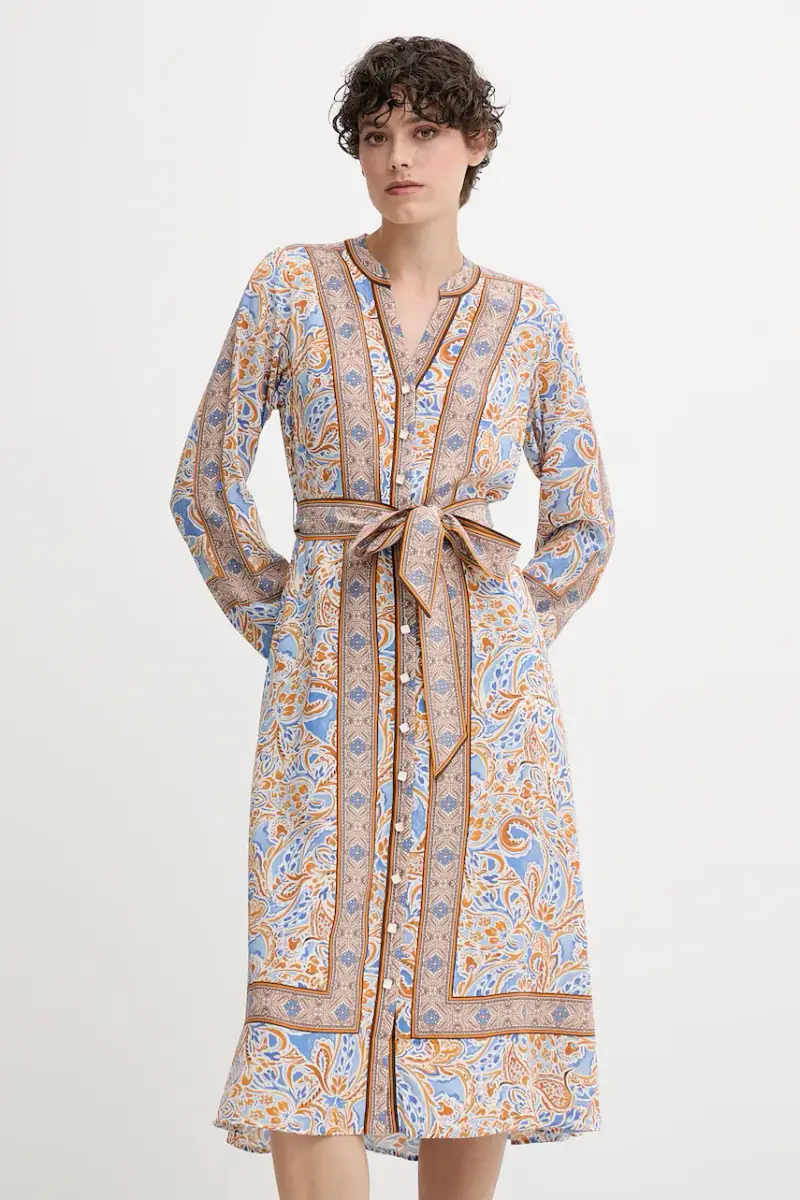 vestito in seta colore blu 56CT620A miniatura 3