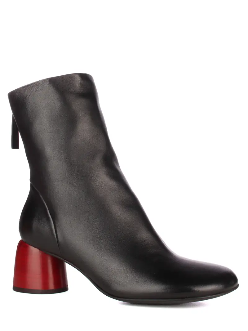 Halmanera Stivaletti nero in pelle con tacco cilindrico miniatura 2