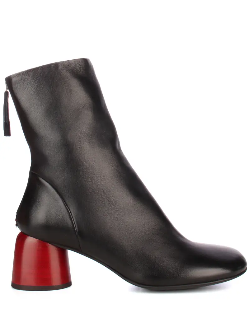 Halmanera Stivaletti nero in pelle con tacco cilindrico