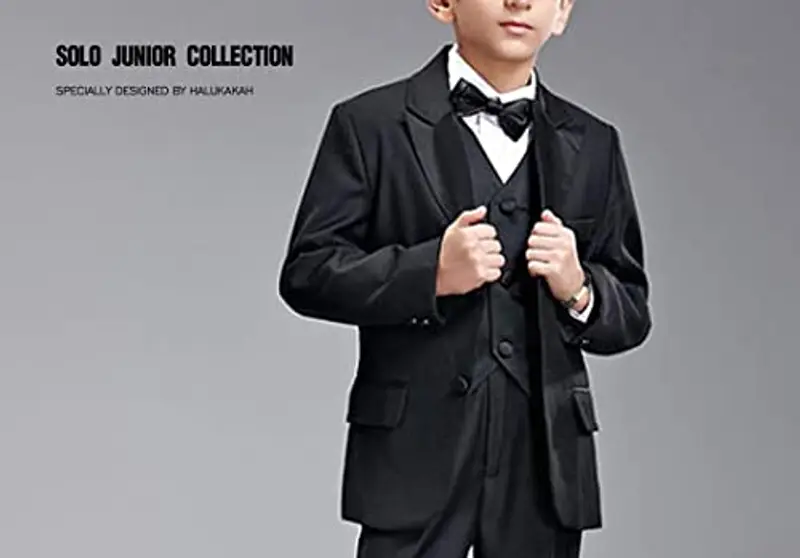 HALUKAKAH Bambini ? Assolo Junior ? Bracciale Ragazzo Maschio in Vera Pelle Cuoio Classico Nero 6-12 Anni Chiusura Magnetica d'oro in Titanio Acciaio 7"(18cm) con Pacco Regalo Gratuita … miniatura 3