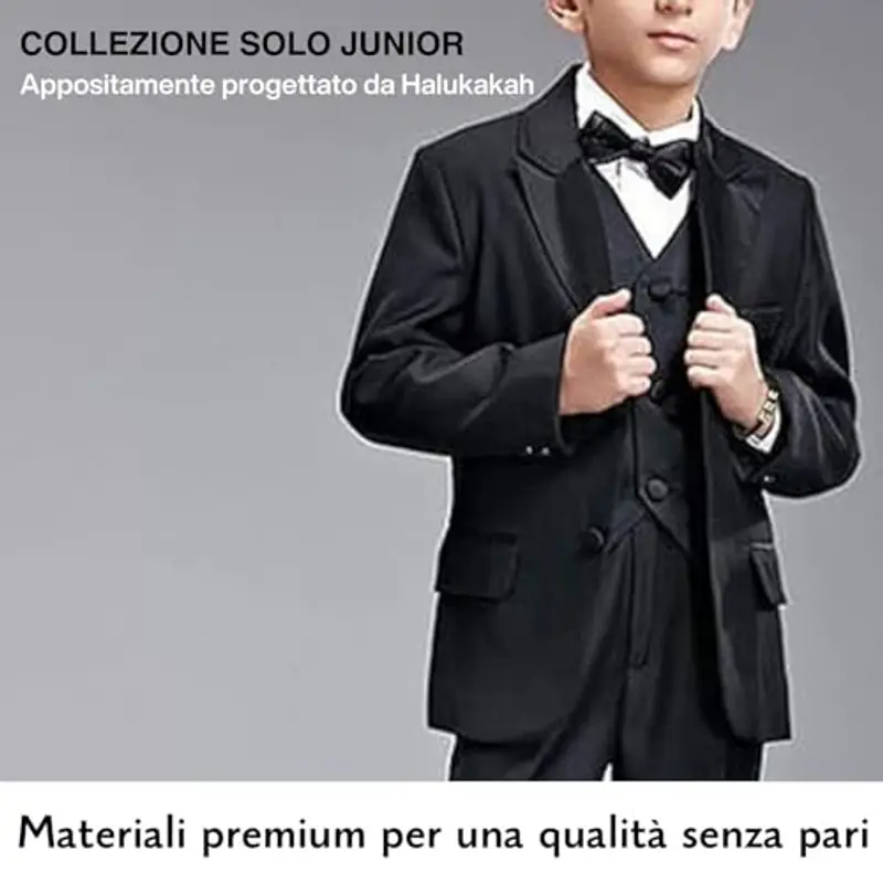 HALUKAKAH Bambini ? Onore Junior ? Bracciale Ragazzo Maschio in Vera Pelle Cuoio Nero 6-12 Anni Perle in Oro Argento miniatura 3