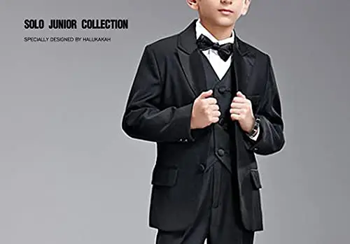 HALUKAKAH Bambini ● Solo Junior ● Bracciale Ragazzo Maschio in Vera Pelle Cuoio Nero 6-12 Anni Titanio Acciaio Chiusura miniatura 3