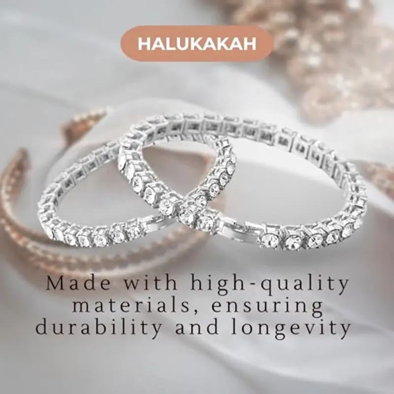 HALUKAKAH Bracciale Batena da Tennis Placcato in Platino - Gioielli di Lusso Scintillanti per Bambini - Lunghezza 18cm - con Carta Regalo - Accessori Eleganti per Glamour Quotidiano, Compleanno, Festa miniatura 3