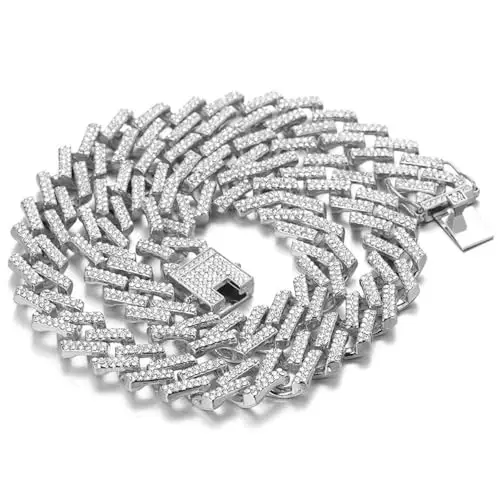 HALUKAKAH Catena a Maglie Cubane per Bambini Ragazzi Adolescenti – Catena 13MM Iced Out Chiari Diamanti,Finitura Oro