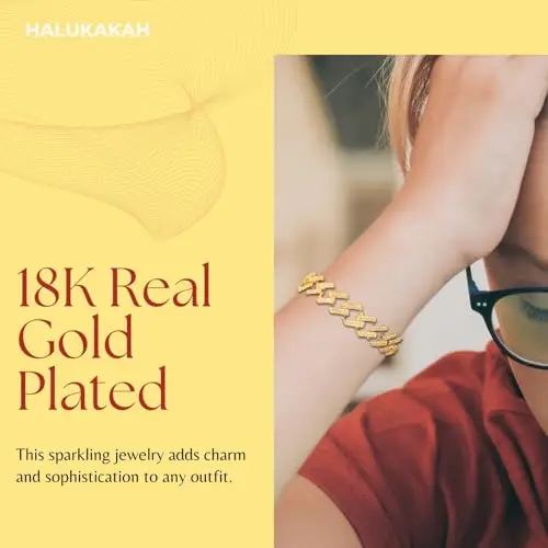 HALUKAKAH Catena a Maglie Cubane per Bambini Ragazzi Adolescenti – Catena 13MM Iced Out Chiari Diamanti, Placcato in Oro miniatura 2