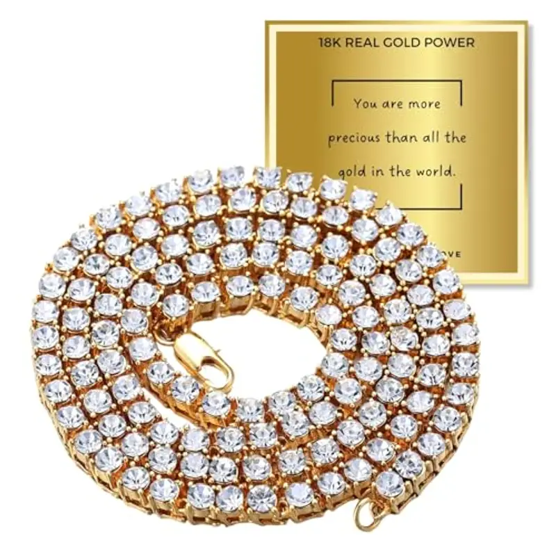 HALUKAKAH Collana Batena da Tennis Placcato in Oro 18K - Gioielli di Lusso Scintillanti per Bambini - Lunghezza 40cm - con Carta Regalo - Accessori Eleganti per Glamour Quotidiano,Compleanno,Festa