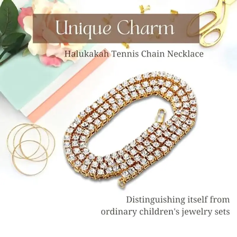 HALUKAKAH Collana Batena da Tennis Placcato in Oro 18K - Gioielli di Lusso Scintillanti per Bambini - Lunghezza 40cm - con Carta Regalo - Accessori Eleganti per Glamour Quotidiano, Compleanno, Festa miniatura 3