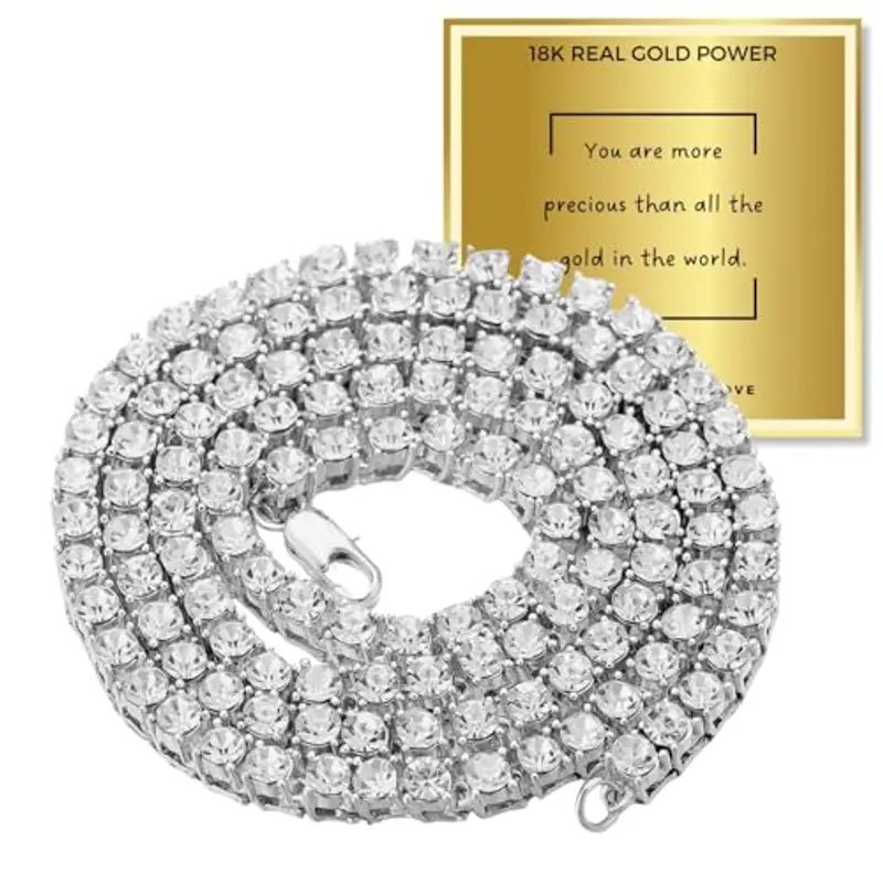 HALUKAKAH Collana Batena da Tennis Placcato in Platino - Gioielli di Lusso Scintillanti per Bambini - Lunghezza 40cm - con Carta Regalo - Accessori Eleganti per Glamour Quotidiano,Compleanno,Festa