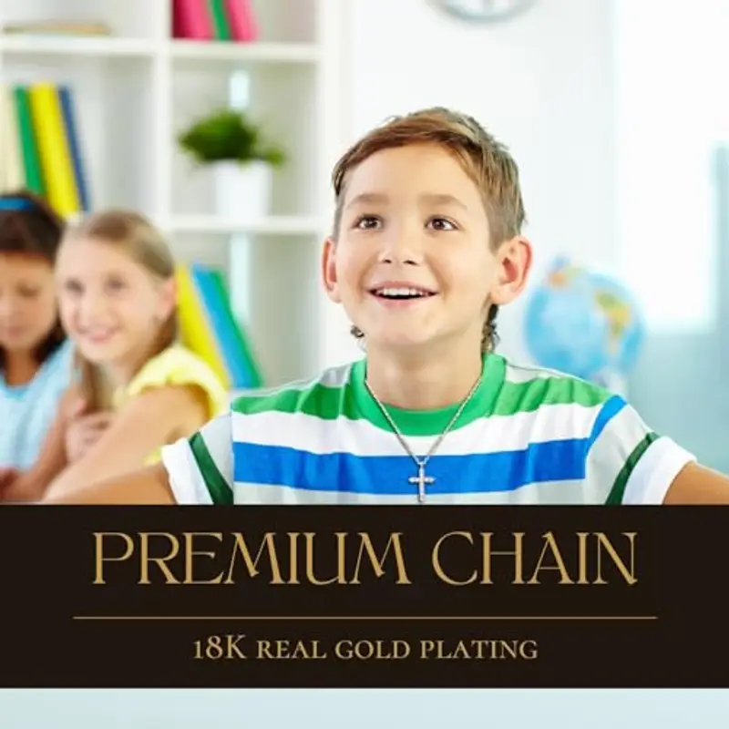 Halukakah Collana con Pendente a Croce in Diamanti Placcato in Oro 18K per Bambini|Eco-compatibile Fatto a Mano|Regolabile|Disegnato in Italia|Con Biglietto|Per Compleanni, Lauree, Celebrazioni Speciali miniatura 2