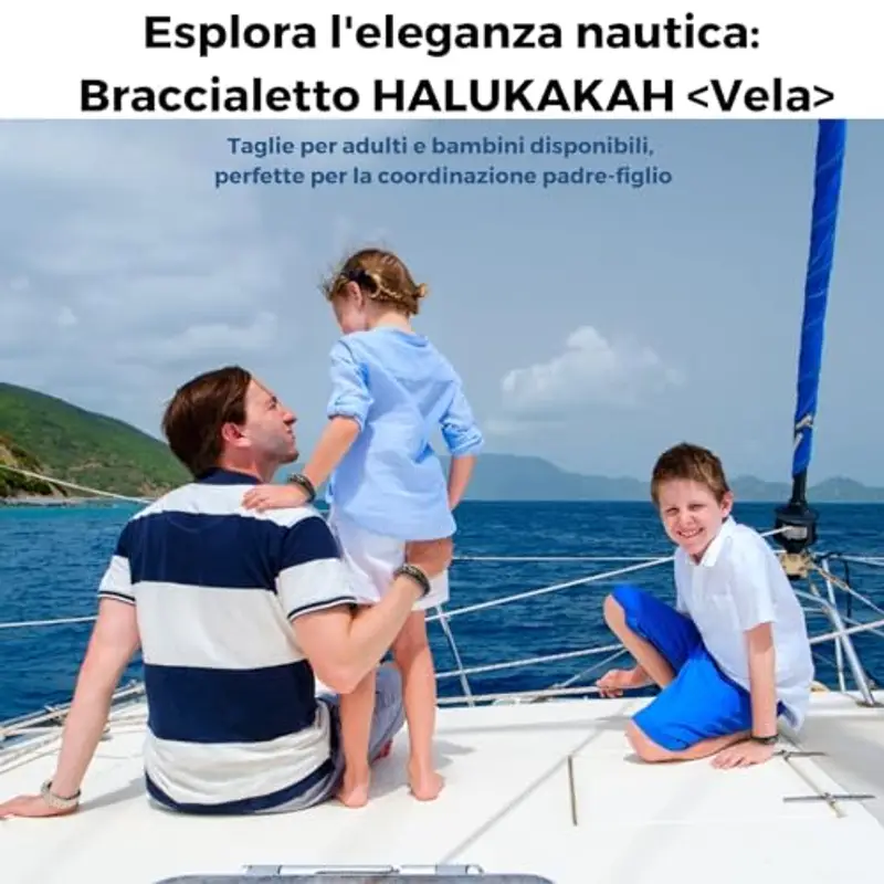 HALUKAKAH Ragazzo ?Vela Junior? Ragazzi Vera Pelle Treccia Fatta a Mano Ancora Braccialetto 13-16 Anni/a. Titanio Opaco Argento Chiusura Magnetica 18cm con Confezione Regalo miniatura 2