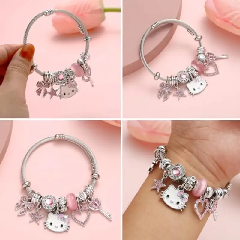 Hanaoops Hello Kitty Regolabile Braccialetto, Bracciale a Cartoni Animati Anime da Bambino Ciondolo Accessorio miniatura 3