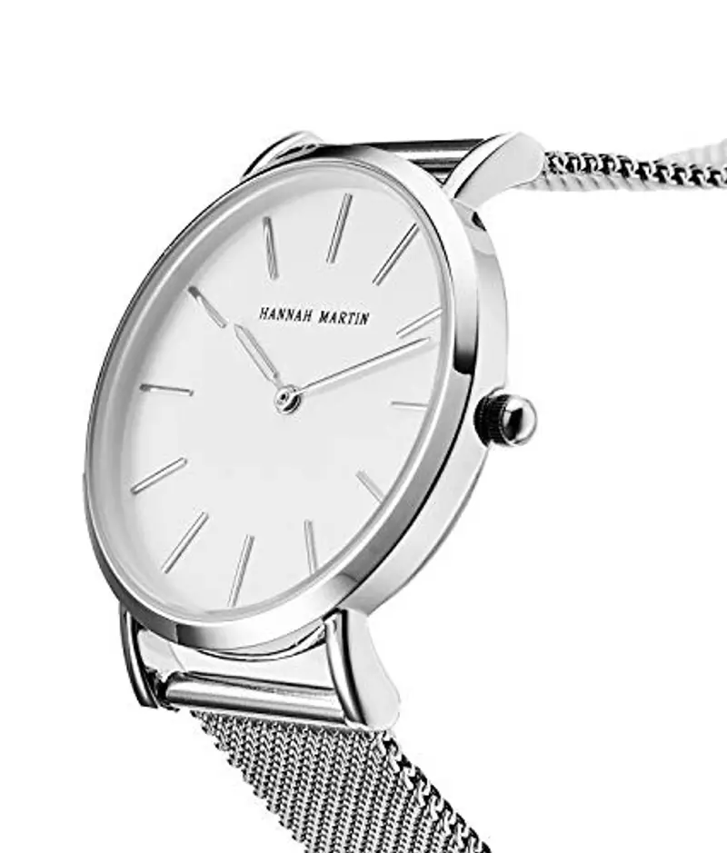 HANNAH MARTIN Orologio da Polso Donna Ultra Sottile Quarzo Acciaio Inossidabile (Quadrante Bianco?Cinturino Argento) miniatura 3