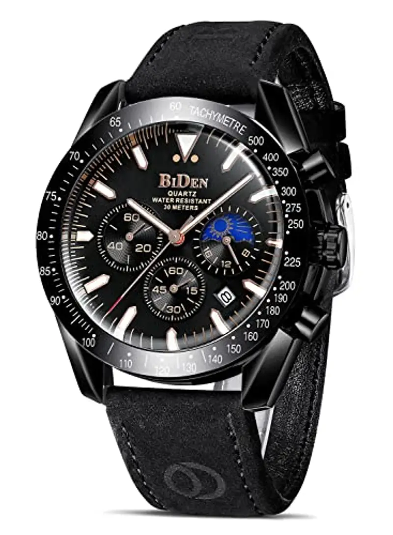 HANPOSH Orologio Uomo Cronografo Orologio Analogico Quarzo Moda Casual 30M Impermeabile da Polso Elegante in acciaio Data Luminosi Cool da Uomo