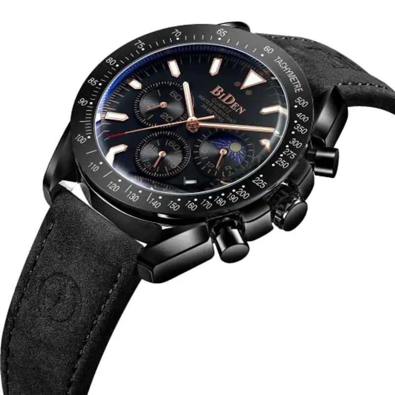 HANPOSH Orologio Uomo Cronografo Orologio Analogico Quarzo Moda Casual 30M Impermeabile da Polso Elegante in acciaio Data Luminosi Cool da Uomo miniatura 3