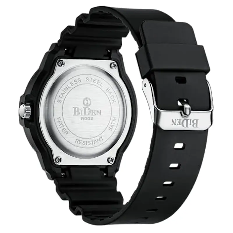 HANPOSH Orologio Uomo Giapponese Analogico Al Quarzo, Impermeabile, In Gomma Siliconica, Con Data Luminosa, Per Attività All'aria Aperta, Per Uomini e Uomini, Per Papà (Nero Nero Rosso77) miniatura 2