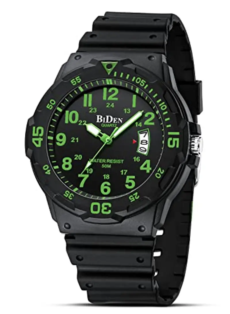 HANPOSH Orologio Uomo Orologi Analogico Al Quarzo Impermeabile In Gomma Siliconica Con Data Luminosa Attività All'aria Aperta Per Uomini e Uomini Per Papà