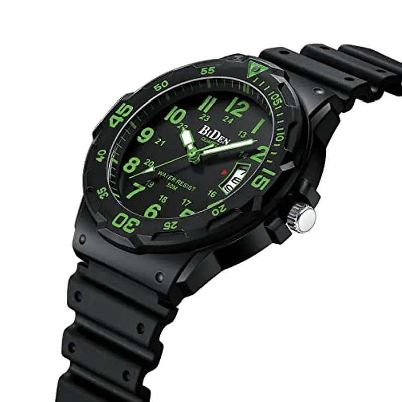 HANPOSH Orologio Uomo Orologi Analogico Al Quarzo Impermeabile In Gomma Siliconica Con Data Luminosa Attività All'aria Aperta Per Uomini e Uomini Per Papà miniatura 3