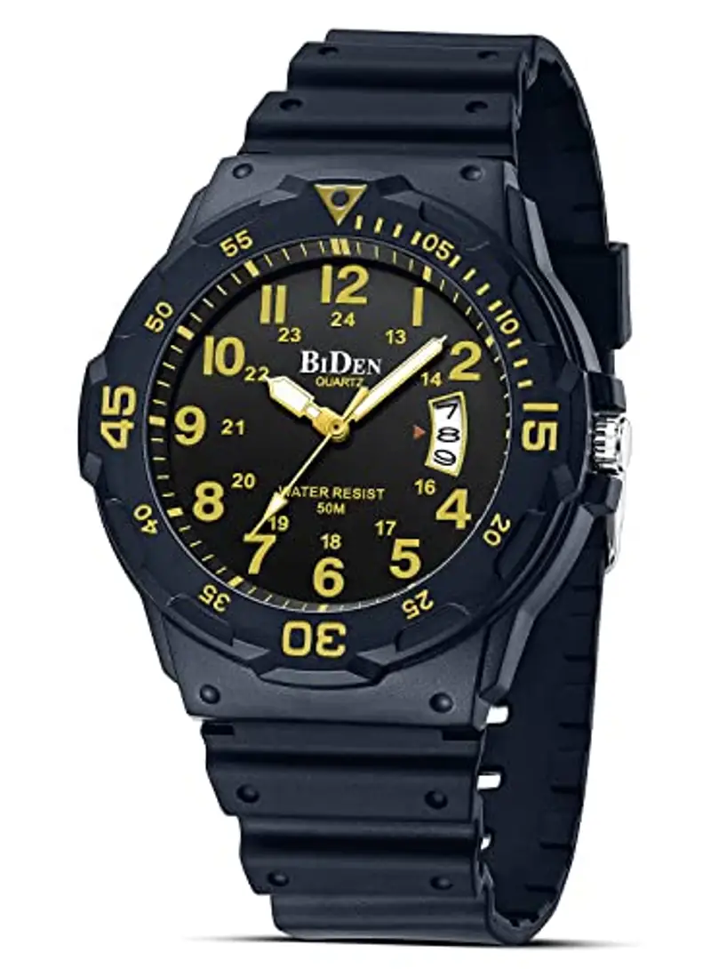 HANPOSH Orologio Uomo Orologi Analogico Al Quarzo Impermeabile In Gomma Siliconica Con Data Luminosa Attività All'aria Aperta Per Uomini e Uomini Per Papà