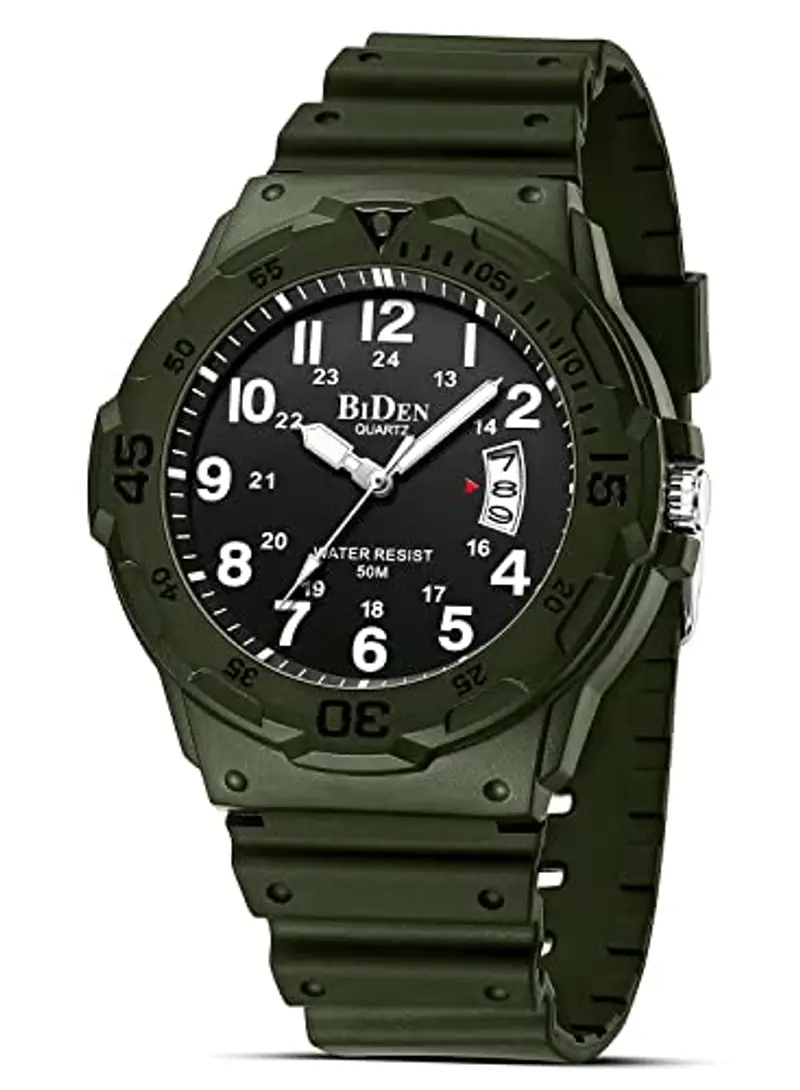 HANPOSH Orologio Uomo Orologi Analogico Al Quarzo Impermeabile In Gomma Siliconica Con Data Luminosa Attività All'aria Aperta Per Uomini e Uomini Per Papà