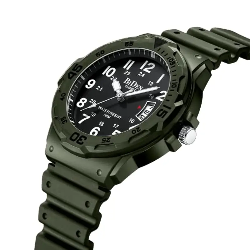 HANPOSH Orologio Uomo Orologi Analogico Al Quarzo Impermeabile In Gomma Siliconica Con Data Luminosa Attività All'aria Aperta Per Uomini e Uomini Per Papà miniatura 3