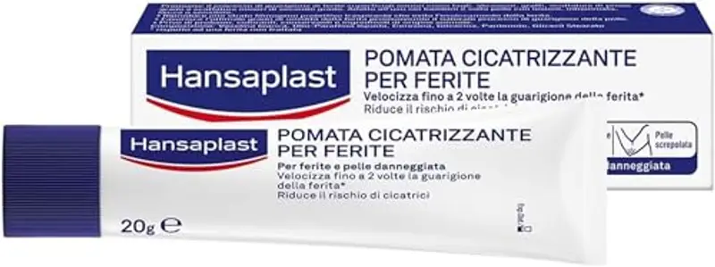 Hansaplast Pomata Cicatrizzante per Ferite, Crema cicatrizzante per ferite e pelle danneggiata, Cicatrizzante ferite per ridurre il rischio di cicatrici, 1 confezione da 20 g