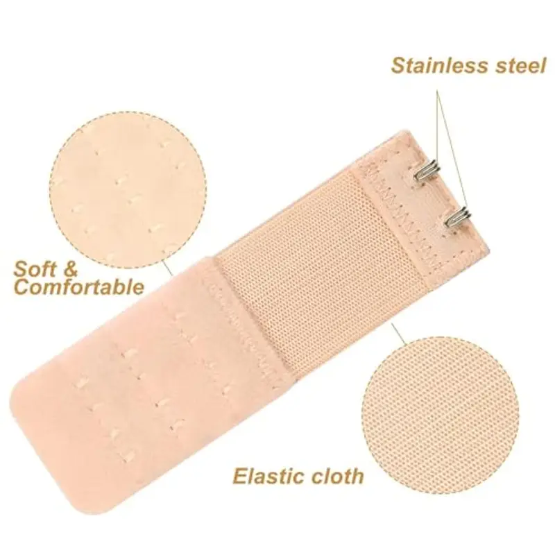 Hantoc 3 Pezzi Estensioni Reggiseno, Estensore di Reggiseno Prolunga Reggiseno Reggiseno Extender 2 Ganci Reggiseno Prolunga per Reggiseno da Donna Bianco Nero Beige miniatura 3