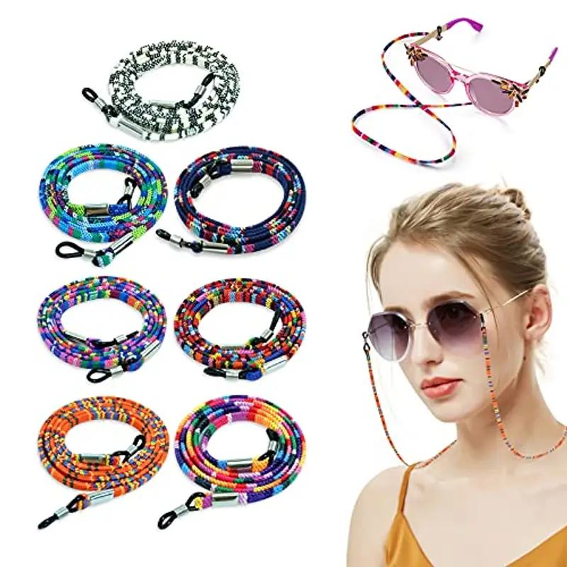 Hanyousheng Cordino per Occhiali, 7 Pezzi Catena Occhiali Donna, Laccetti per Occhiali, Laccio Occhiali Cinturino Catena Occhiali Sole Regolabile Catenina per Occhiali per Uomo Donna