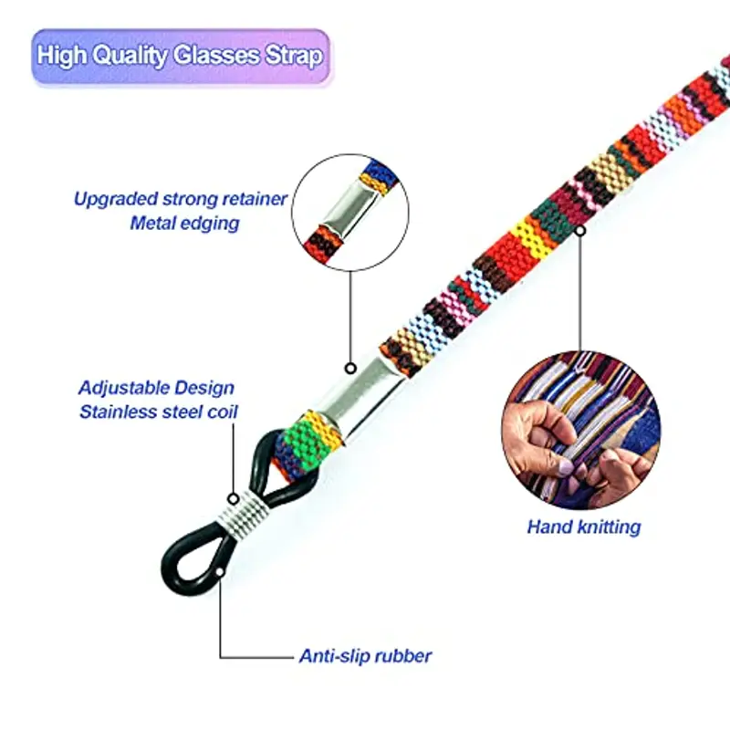 Hanyousheng Cordino per Occhiali, 7 Pezzi Catena Occhiali Donna, Laccetti per Occhiali, Laccio Occhiali Cinturino Catena Occhiali Sole Regolabile Catenina per Occhiali per Uomo Donna miniatura 3