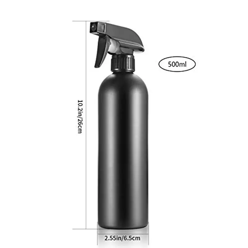 HAOCHEN Set da 3 Flacone Spray Acqua di Plastica, 500 Ml Spray Bottles Spruzzino Nebulizzatore, Bottiglietta Spray Riutilizzabile, per Parrucchieri, Giardino, Casa (nero) miniatura 2