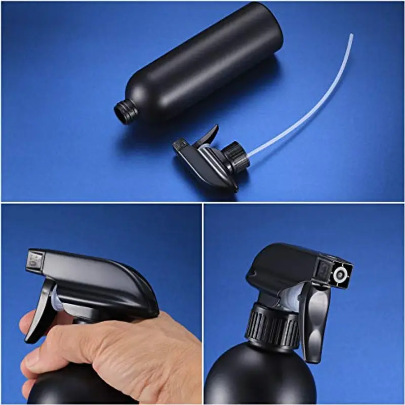 HAOCHEN Set da 3 Flacone Spray Acqua di Plastica, 500 Ml Spray Bottles Spruzzino Nebulizzatore, Bottiglietta Spray Riutilizzabile, per Parrucchieri, Giardino, Casa (nero) miniatura 3