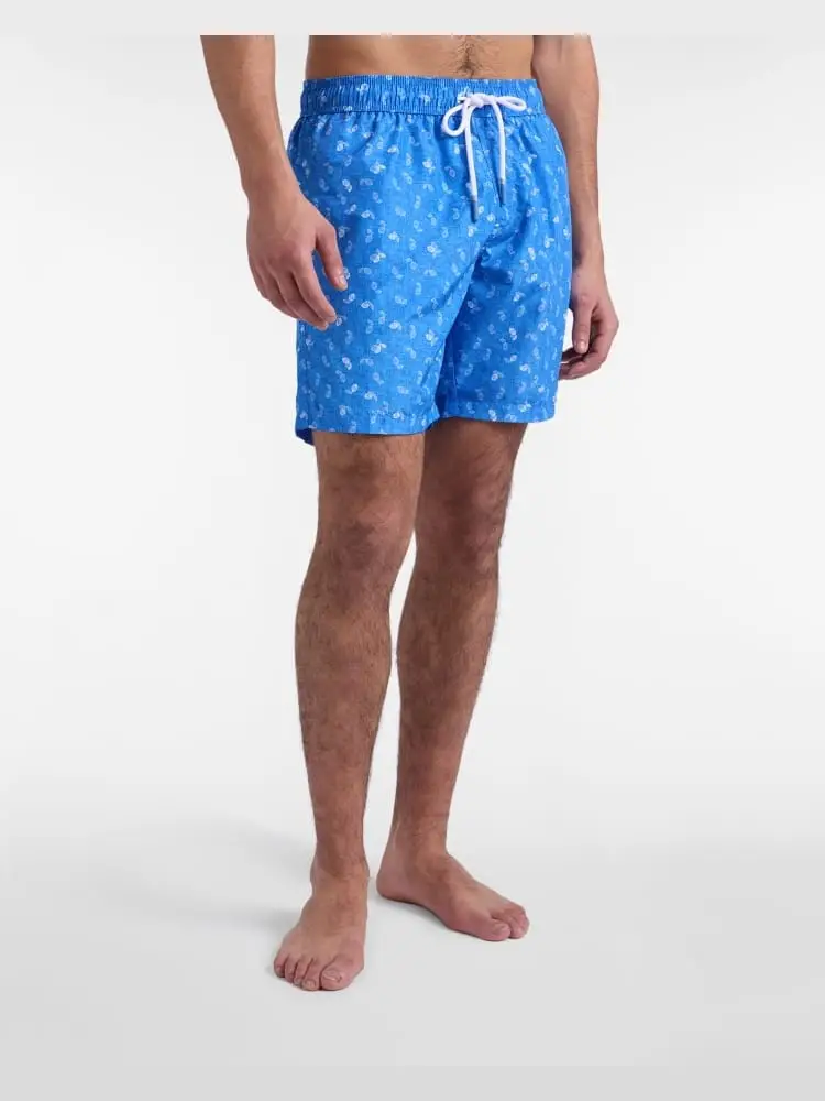 boxer mare con stampa azzurro e ricamo sul taschino