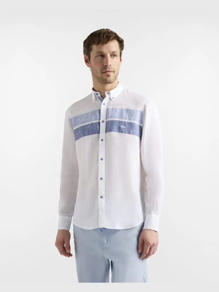 camicia bianca uomo multicolor mini logo