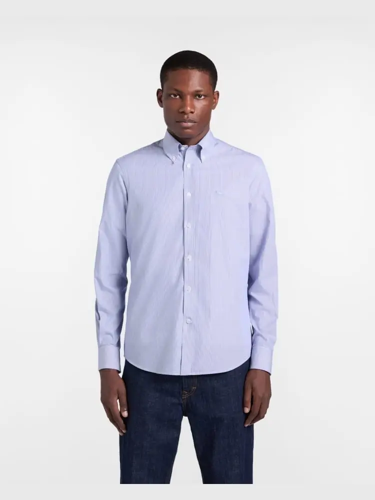camicia micro righe regular fit bianco blu