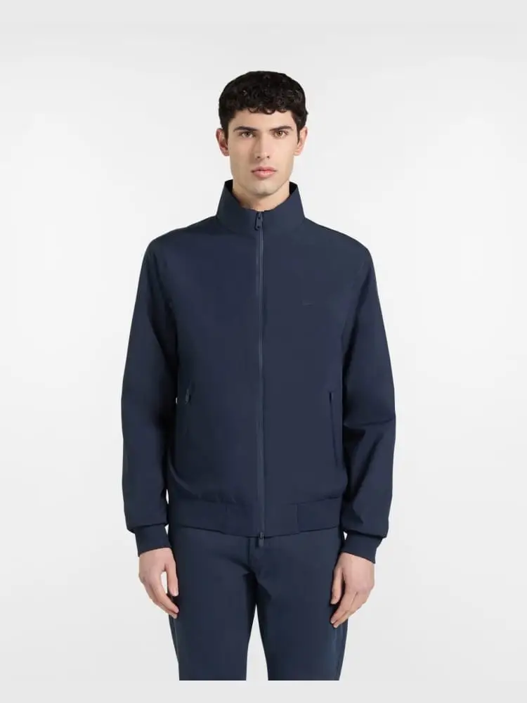 giubbotto in softshell blu scuro con collo logato