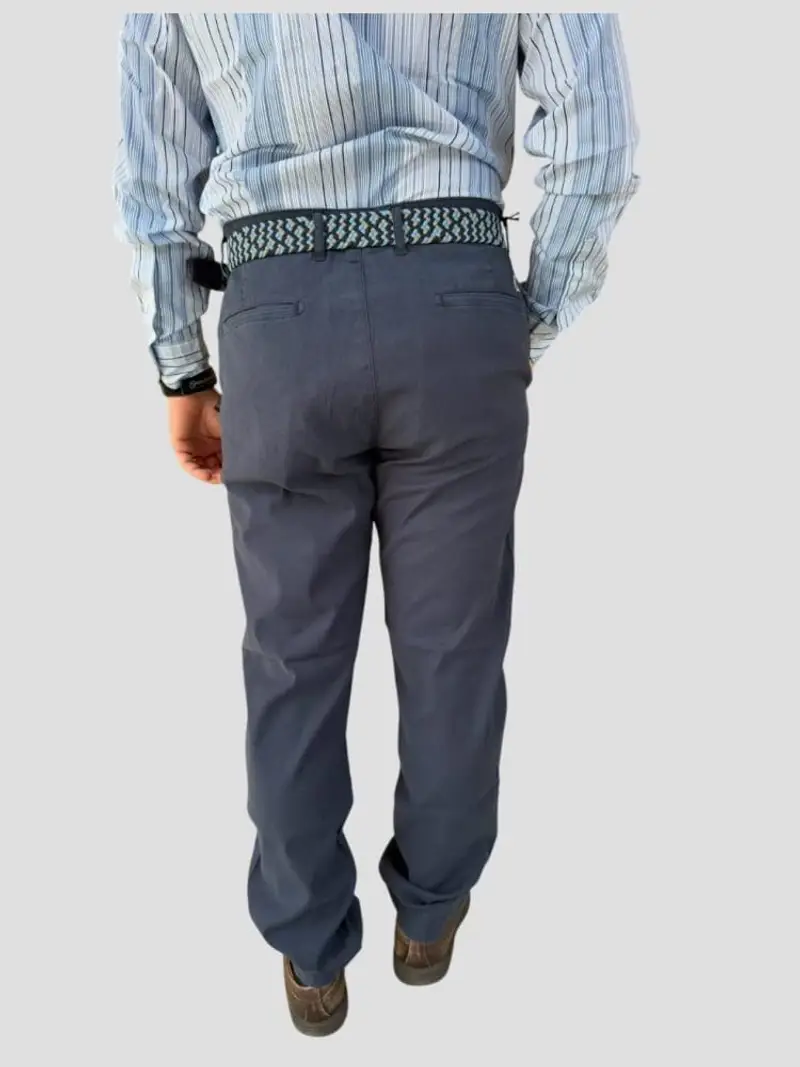 Harmont&blaine pantalone blu navy uomo in cotone mini logo sul retro miniatura 2