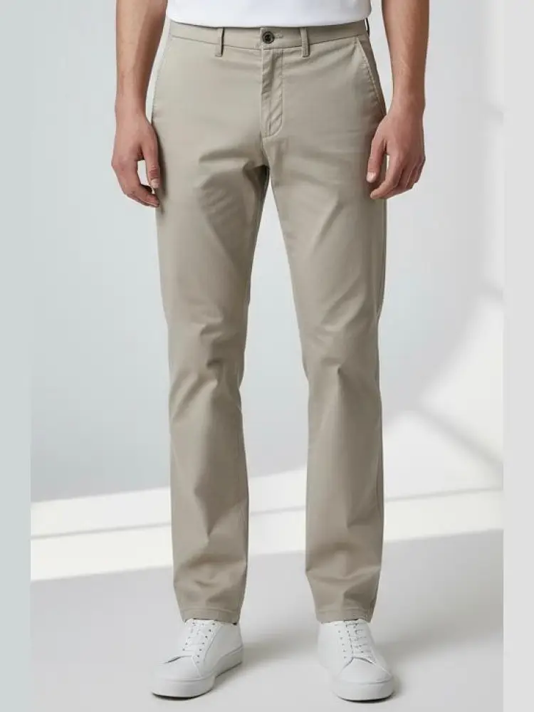 pantaloni chino in gabardine beige