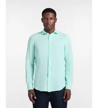 per uomo CRQ001012833I Camicia in puro lino turchese semplice (L), Casual, Classico, Manica lunga