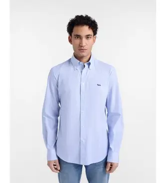 per uomo CRQ074013435B Camicia a righe sottili azzurra vestibilità regolare (L), Blu, Casual, Cotone, Classico, Manica lun
