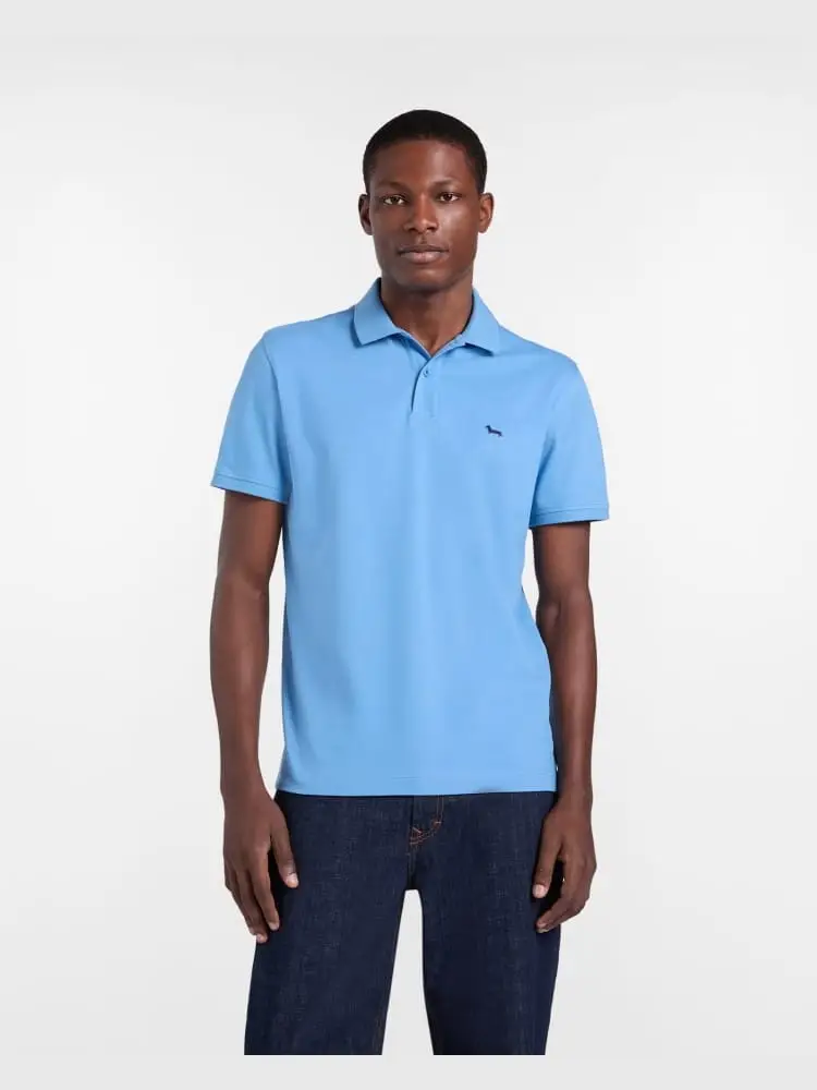 polo celeste uomo mini logo