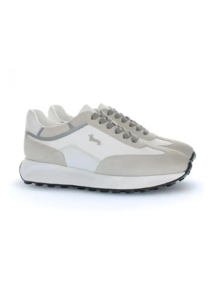 scarpa uomo in camoscio e tessuto beige chiaro